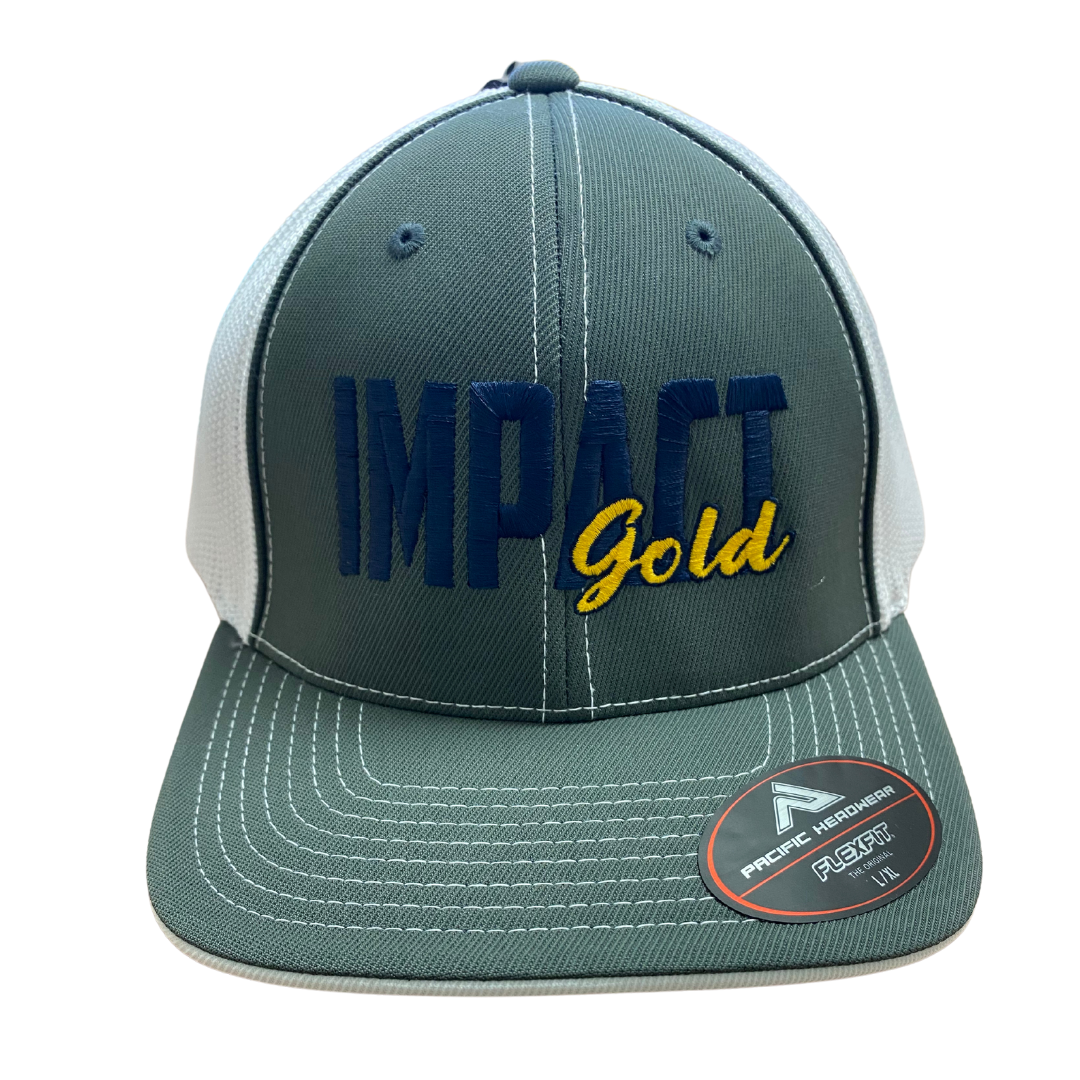 GRAPHITE FRONT/ WHITE BACK- IMPACT GOLD BLOCK | Mesh Hat