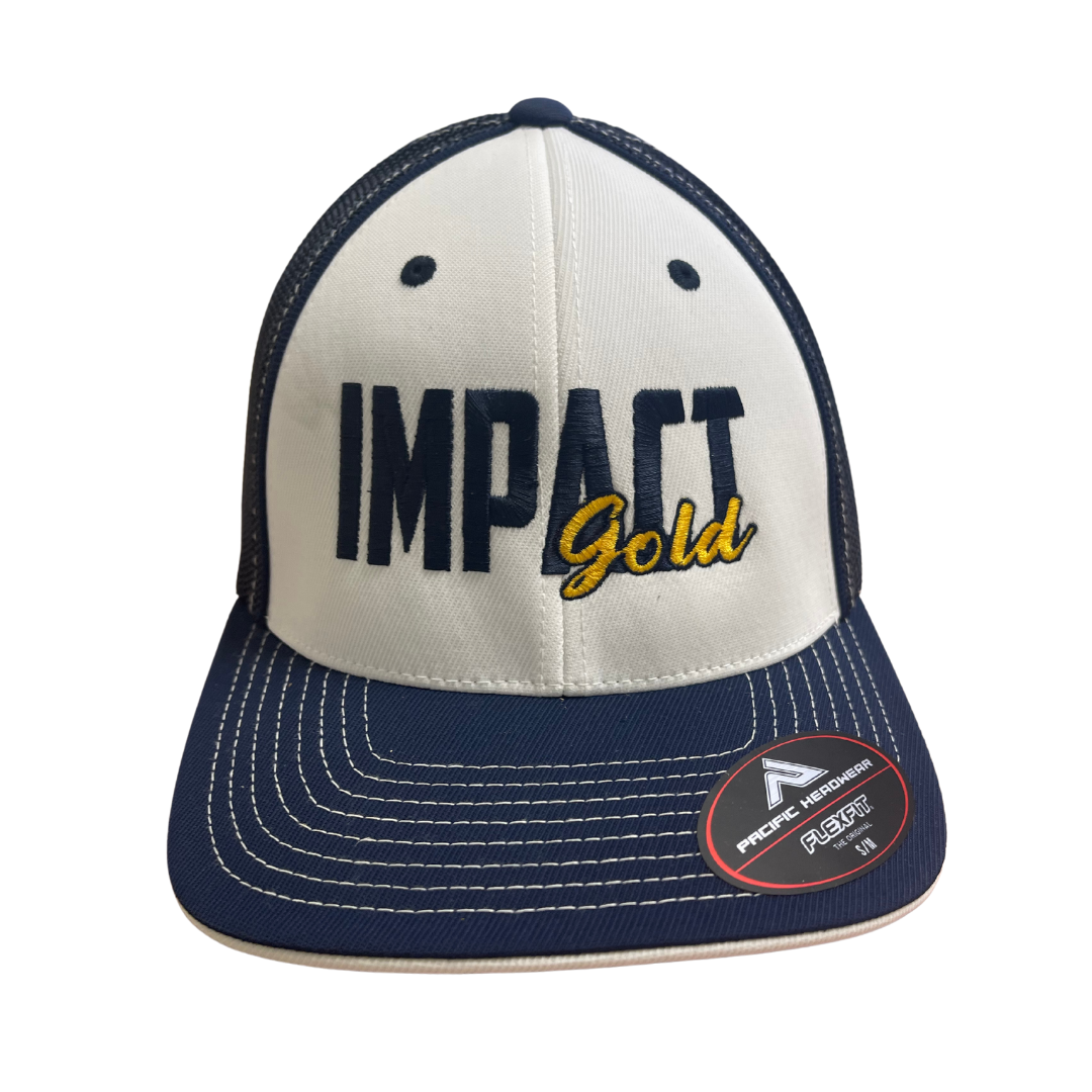 White Front /Navy Bill & Back- IMPACT GOLD BLOCK-MESH HAT