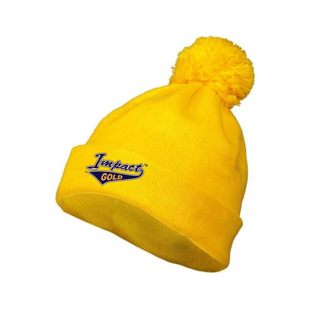 Gold Pom Beanie | Impact Gold Tail Logo