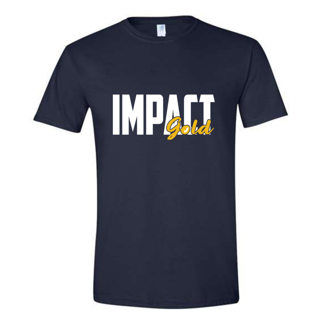 Navy Comfort Tee - IMPACT Gold Block Logo