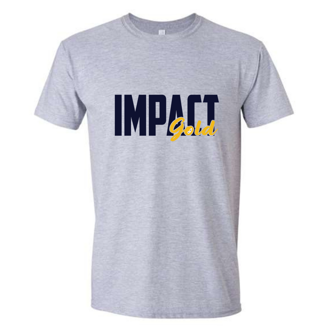 Grey Comfort Tee - IMPACT Gold Block Logo