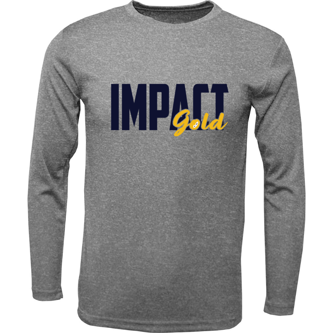 Grey Men's Crew Neck Impact Gold Block Long Sleeve