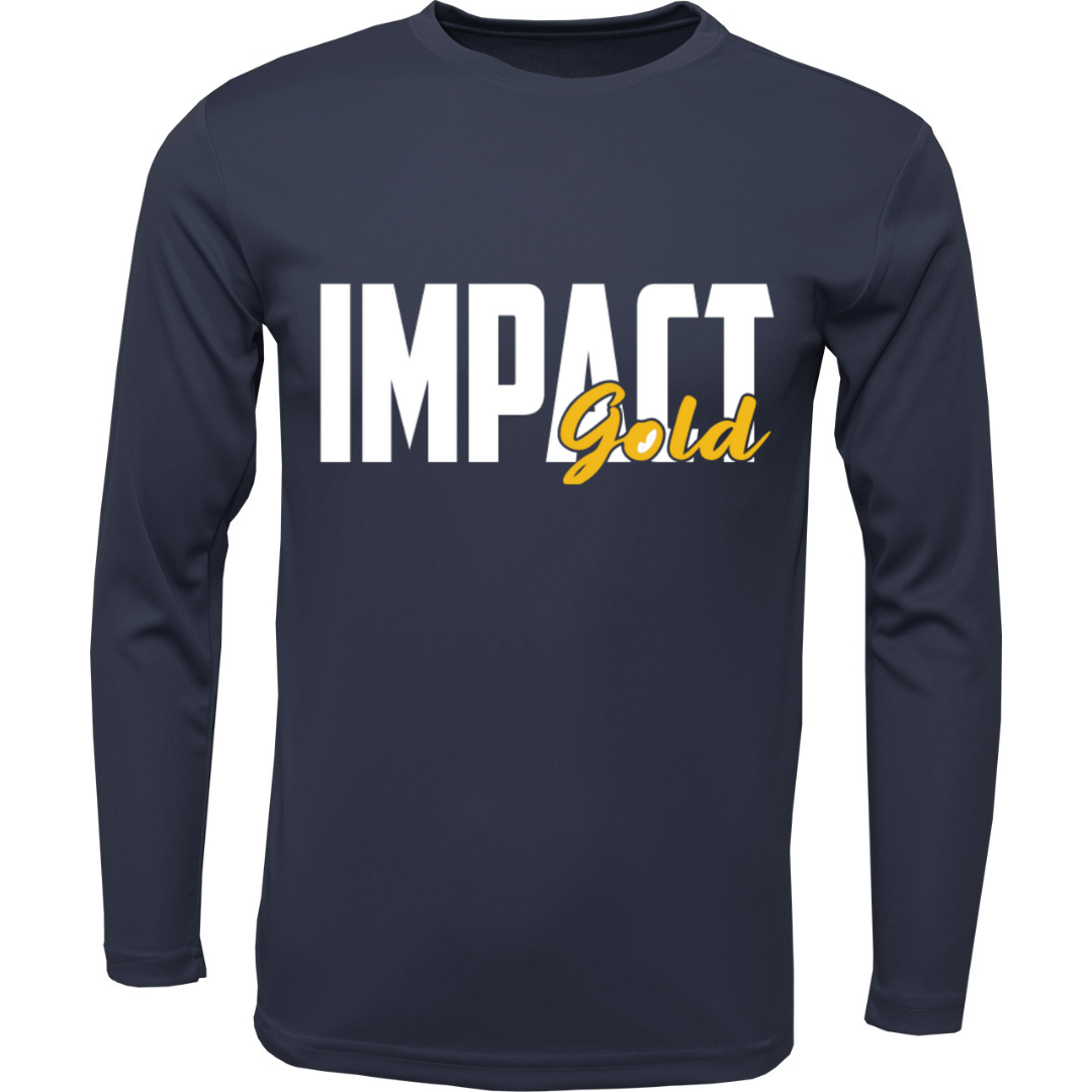 Navy Men's Crew Neck Impact Gold Block Long Sleeve