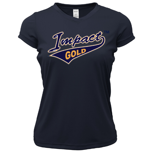 Navy Ladies V-Neck Short Sleeve Dri-Fit