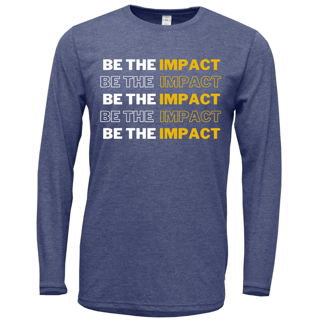 Heather Navy "BE THE IMPACT" Softstyle Cotton Long Sleeve Shirt