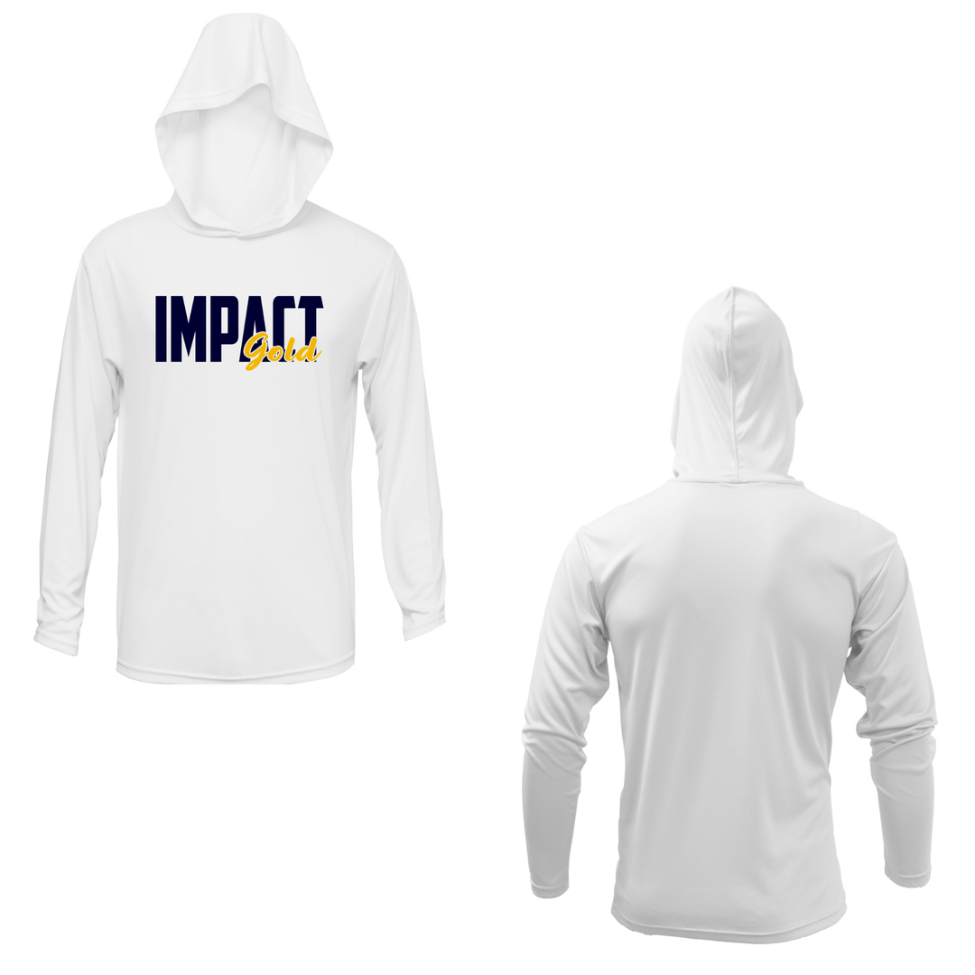 Men's White Long Sleeve Shirt with Hood - Block Logo
