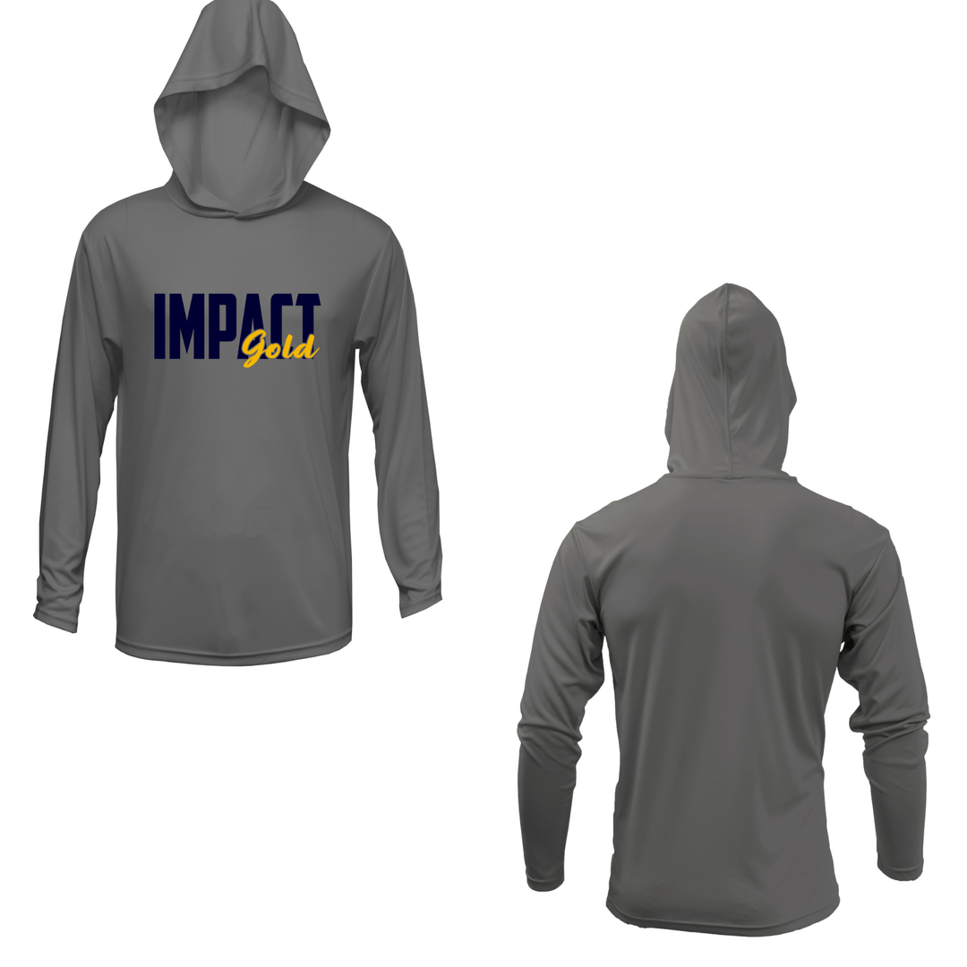 Men's Charcoal long Sleeve Shirt with Hood - Block Logo