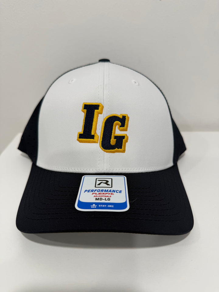 NEW White Hat w/ Navy Bill &amp; Back R-Flex Snapback | IG Logo