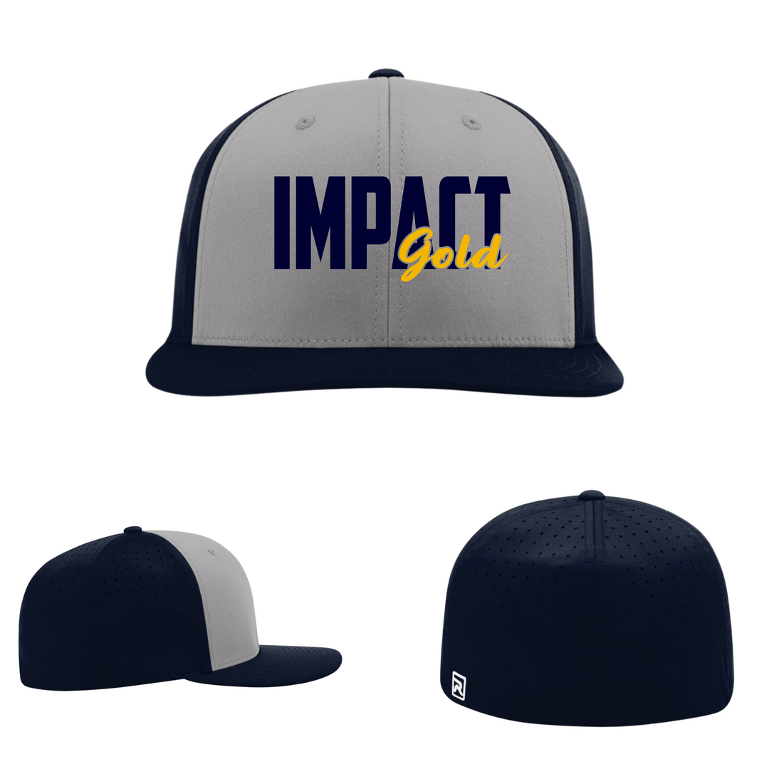 Grey Front/Navy Back & Bill  Impact Gold BLOCK Performance Hat