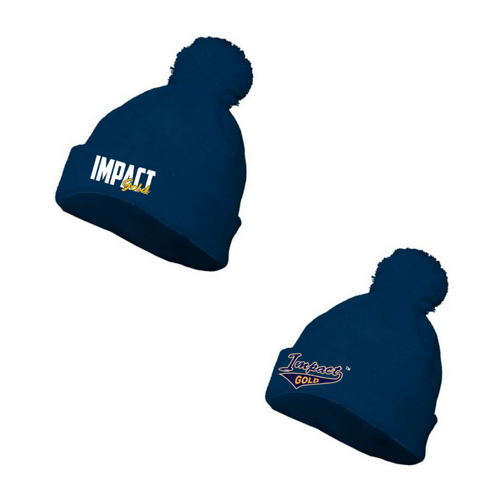 Navy Pom Beanie | 2 Logo Options