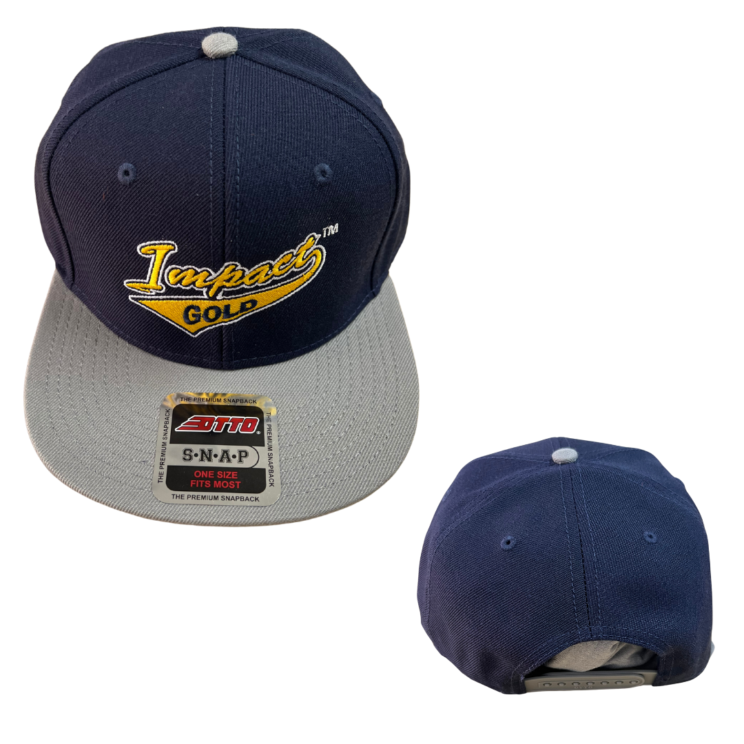 Navy Hat/ Grey Bill Mid-Profile Snapback | 2 LOGOS