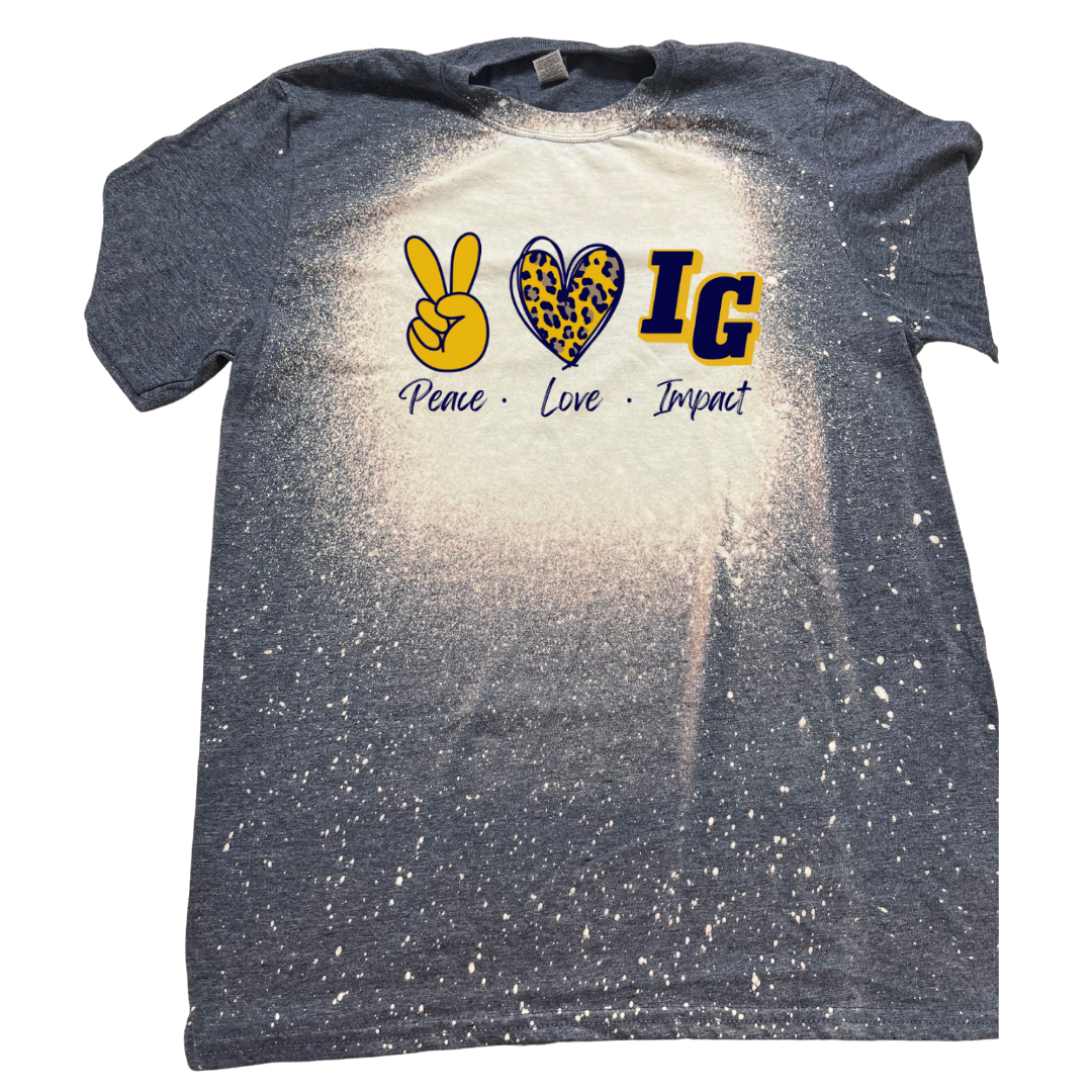 PEACE- LOVE- IMPACT Bleached Softstyle Shirt