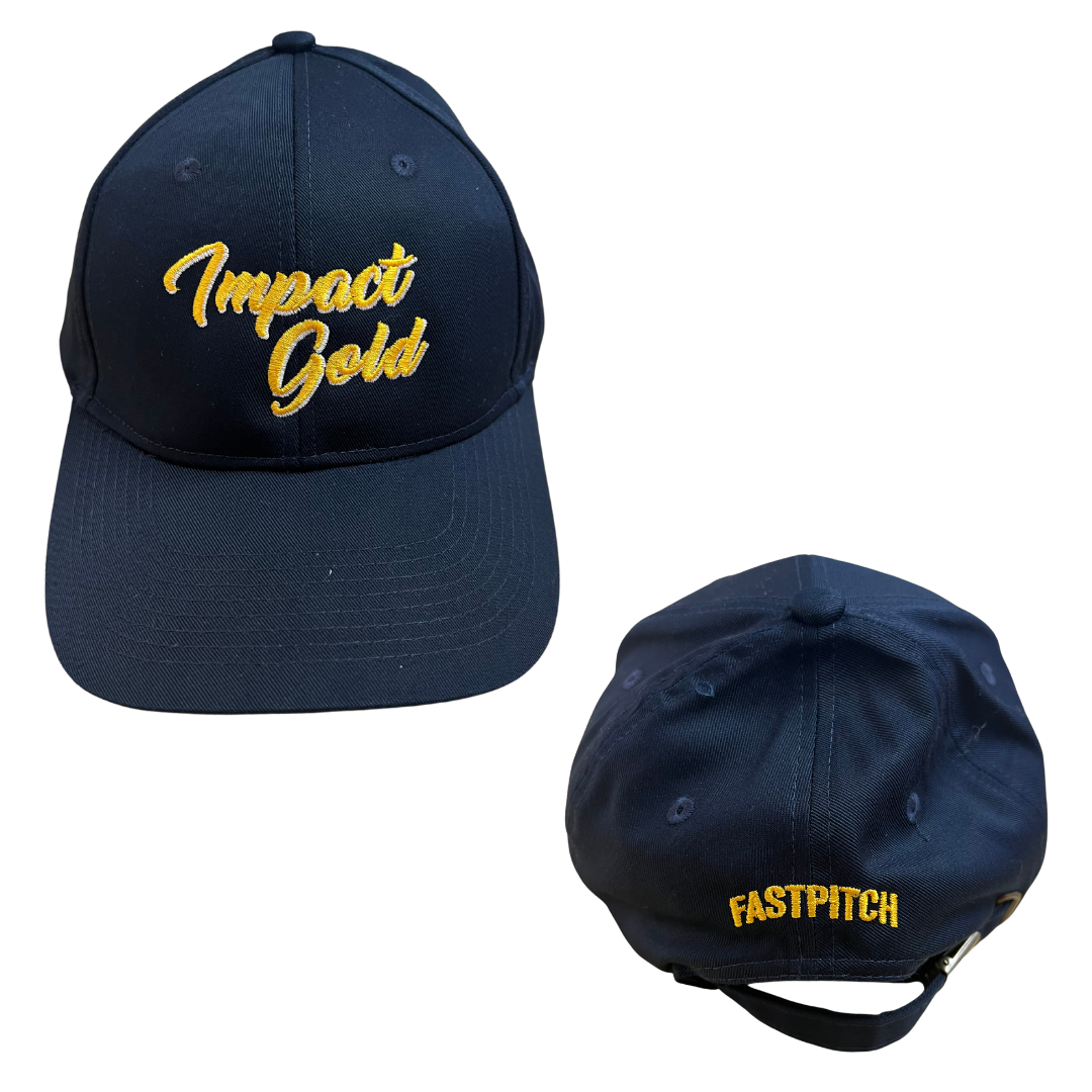 Navy Impact Gold Script Adjustable Hat