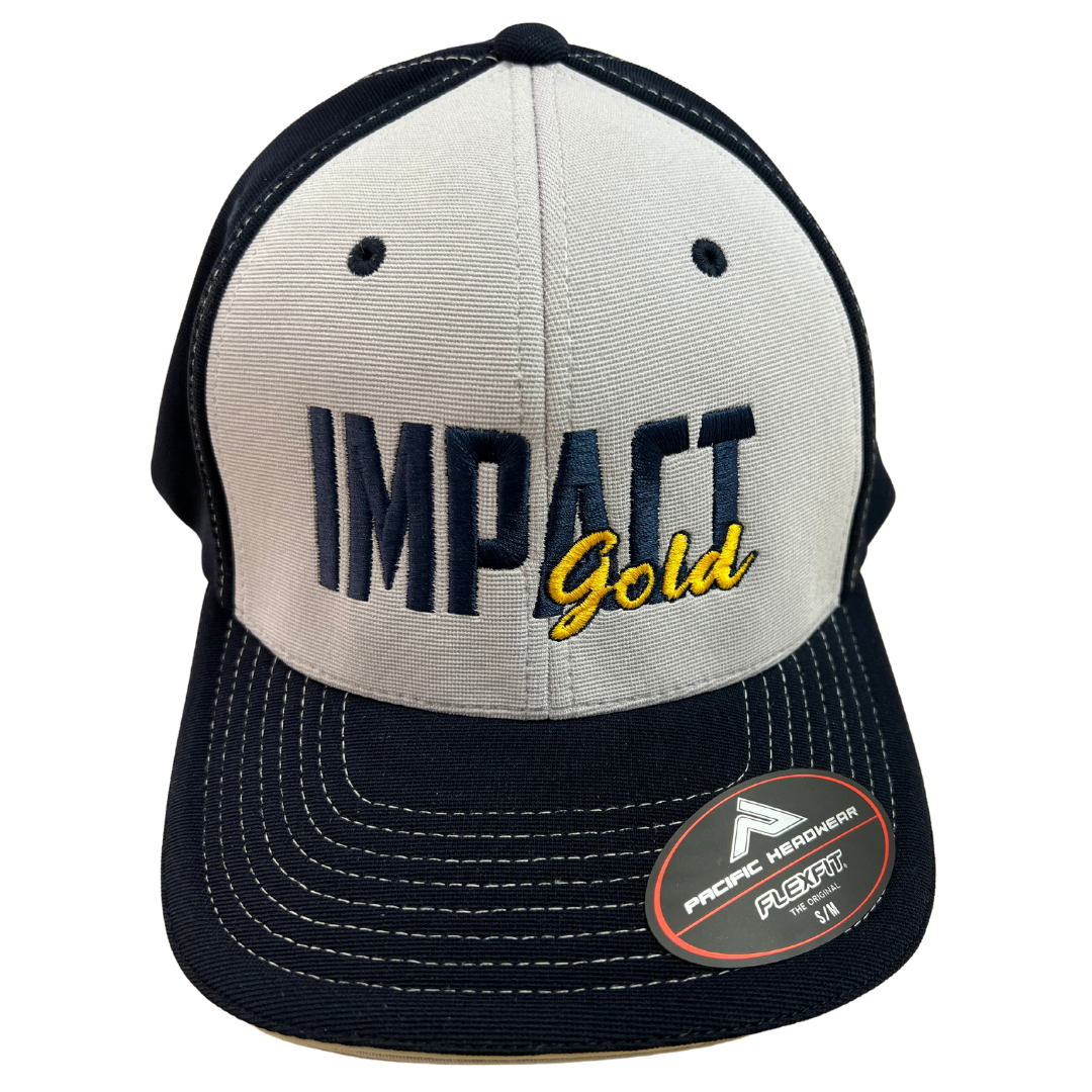GREY FRONT/ NAVY BACK & BILL M2 PERFORMANCE FLEXFIT® CAP | IMPACT GOLD BLOCK