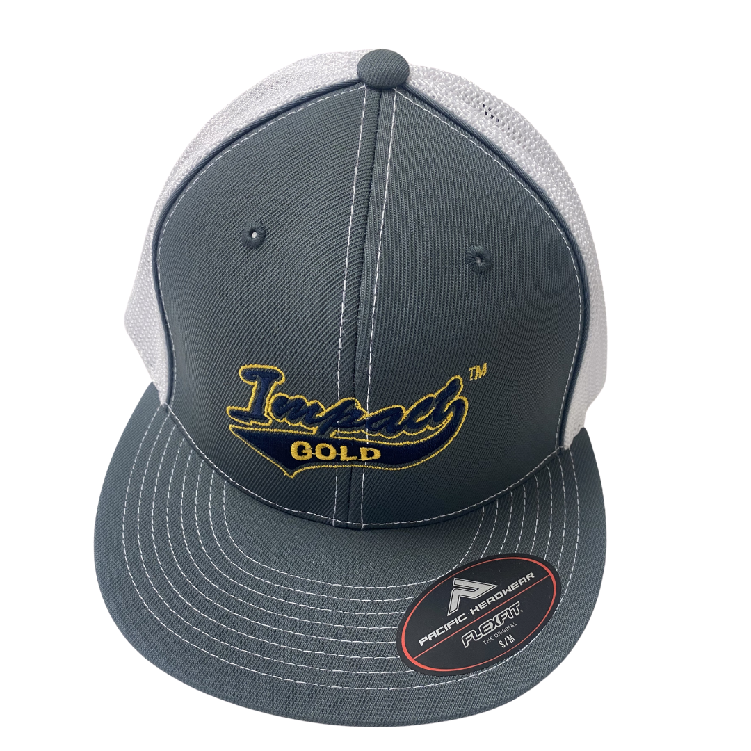 Charcoal Front/White Back Impact Gold Tail Flat Bill Hat