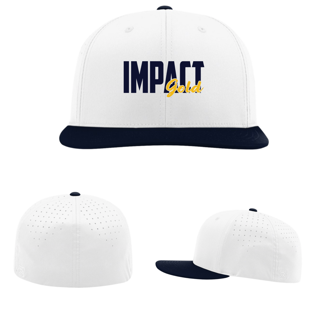 White Hat/ Navy Bill BLOCK Logo Perforated Performance Cap