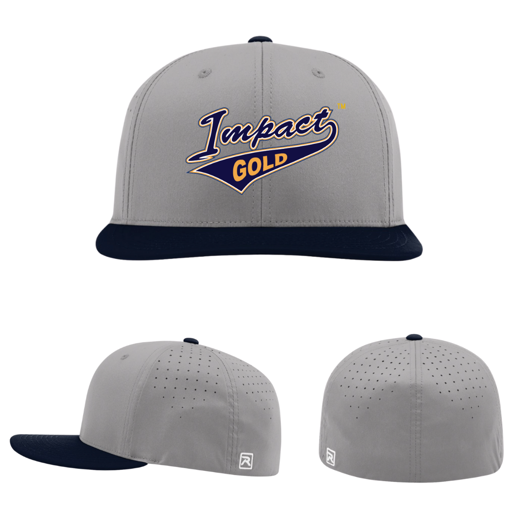 Grey Hat/Navy Bill Impact Gold Tail Performance Hat