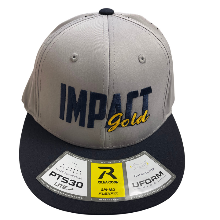 Grey Hat/Navy Bill IMPACT GOLD Block Performance Hat