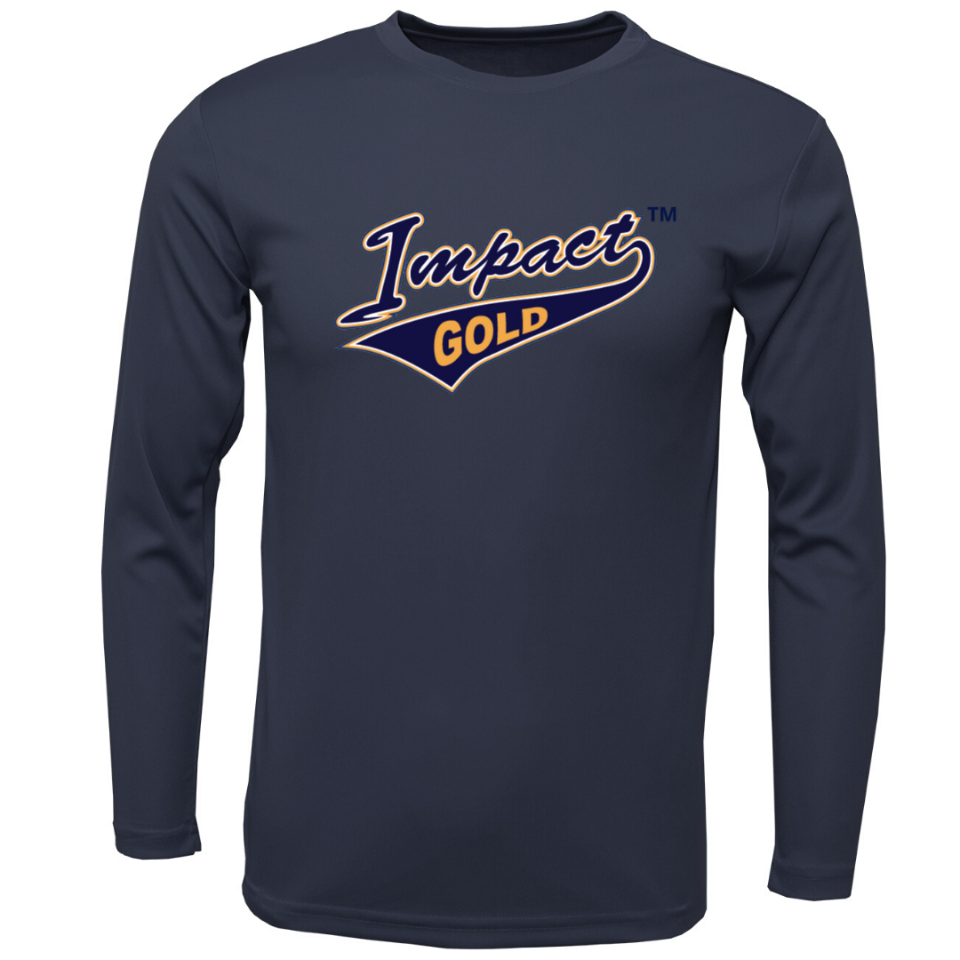 Navy Men's Crew Neck Impact Gold Tail Long Sleeve