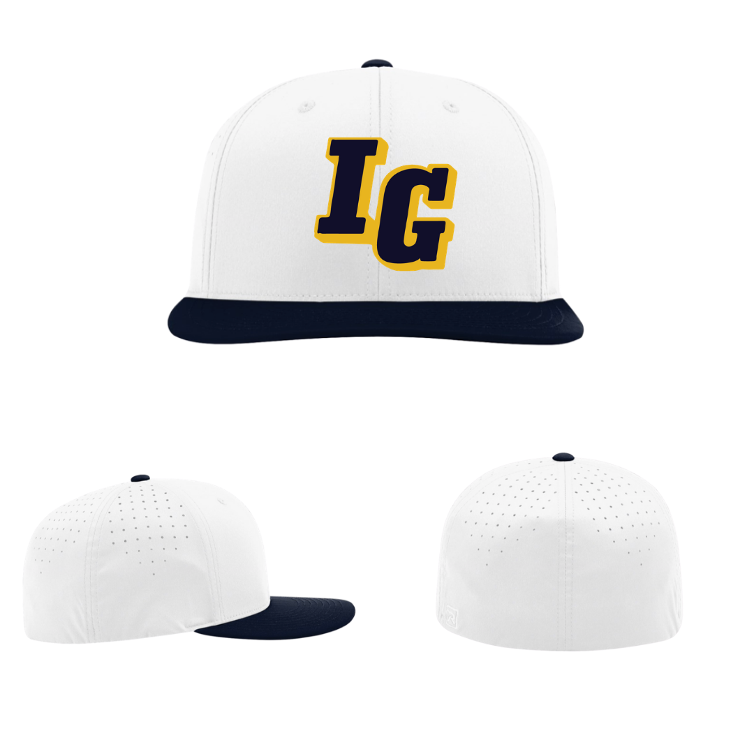 White Hat/ Navy Bill IG Logo Perforated Performance Cap